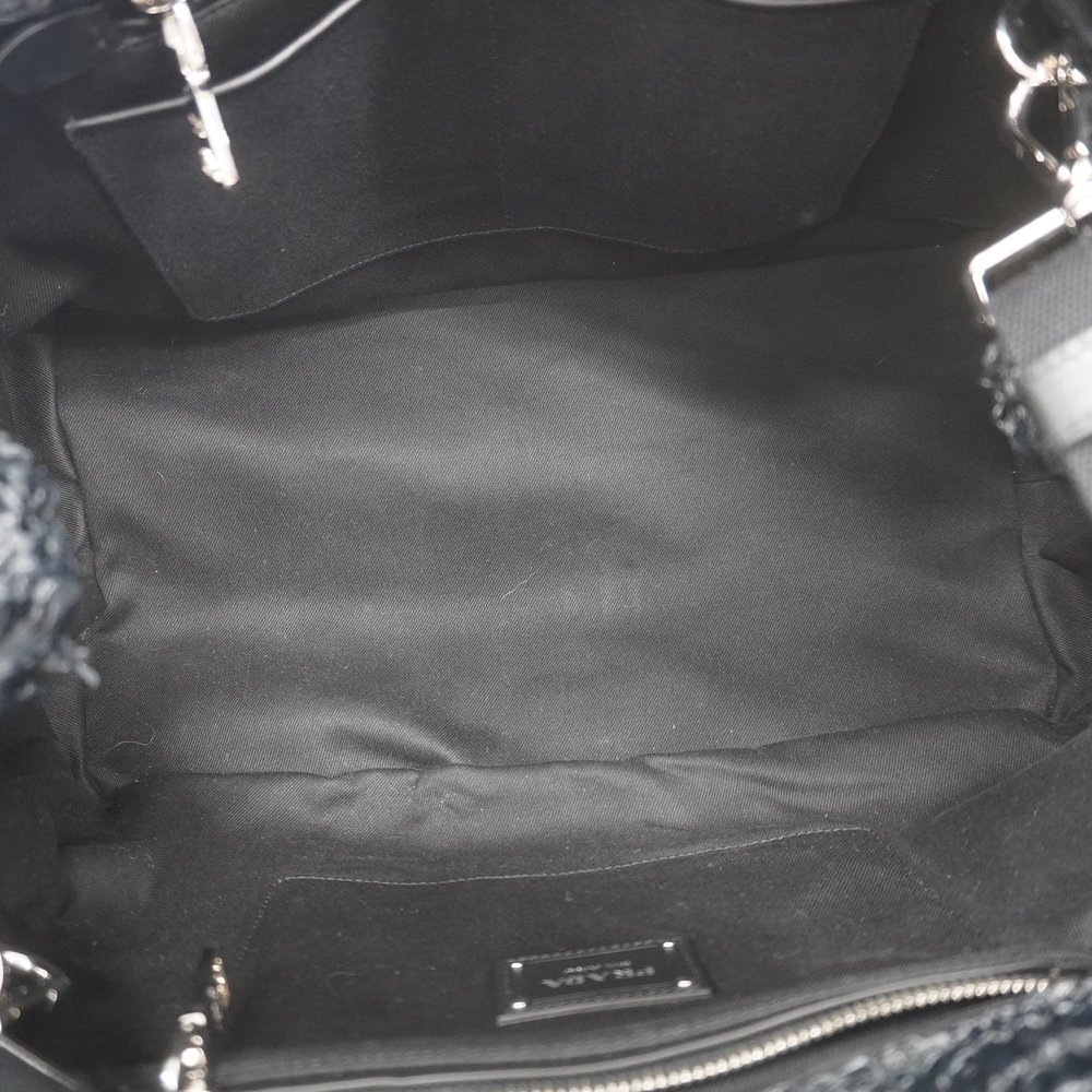 Auth Prada Canapa Women's Raffia Tote Bag Black - Picture 4 of 10